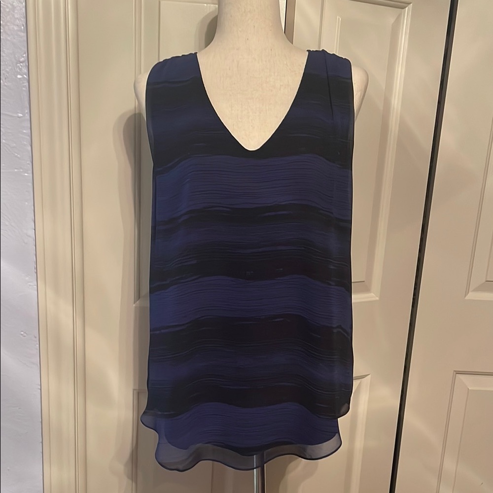 Catherine Malandrino Blue and Black Layered Sleeveless Tank Top